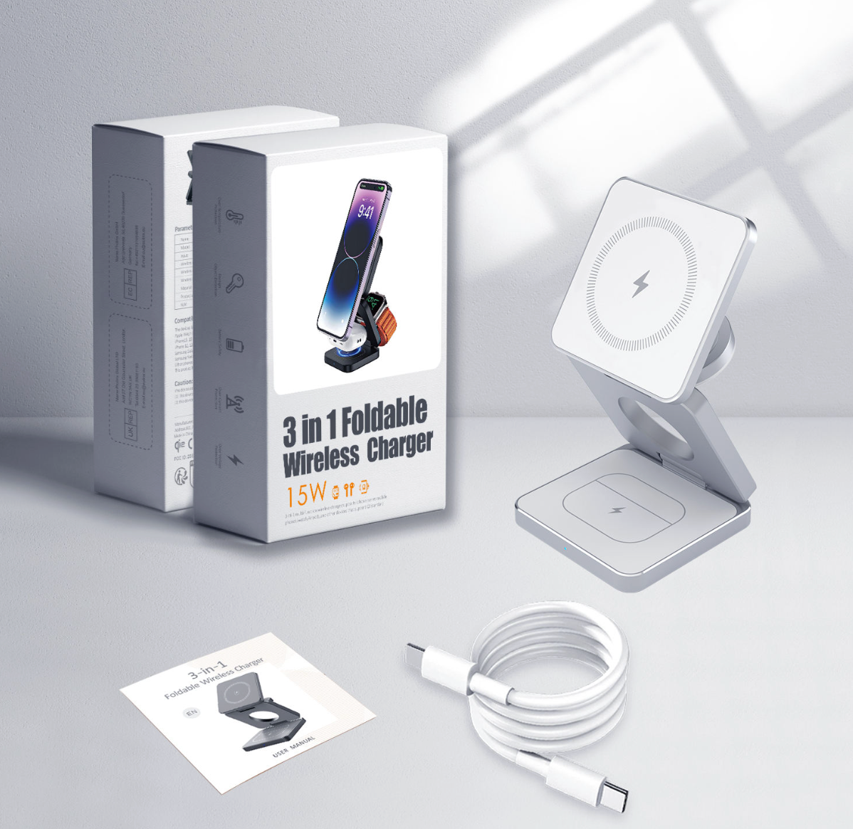 3-in-1 Foldable Magnetic Wireless Charging Station